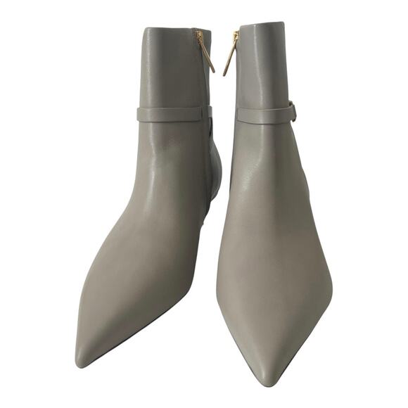 Franco Sarto Marnie Kitten Heel Pointed Toe Gray Leather Ankle Booties Size 8.5 - Picture 3 of 11